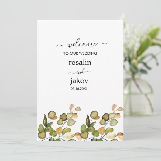 Elegant Greenery Botanical wedding 招待状 (スタンド正面)