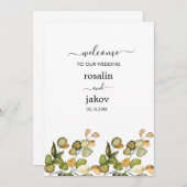 Elegant Greenery Botanical wedding 招待状 (正面/裏面)