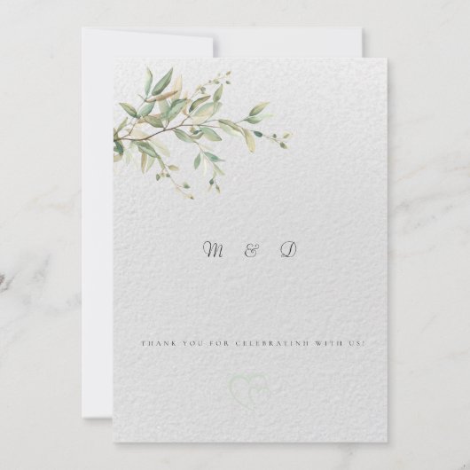 Elegant Greenery Botanical Wedding Invitation 招待状 (裏面)