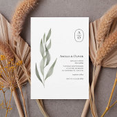 Elegant Greenery Botanical Wedding Invitation 招待状