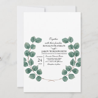 Elegant Greenery Botanical wedding Invitation card 招待状