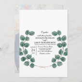 Elegant Greenery Botanical wedding Invitation card 招待状 (正面/裏面)