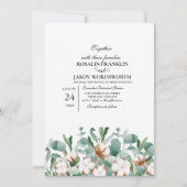 Elegant Greenery Botanical wedding Invitation card 招待状 (正面)