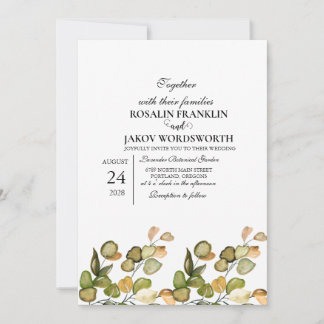 Elegant Greenery Botanical wedding Invitation card 招待状