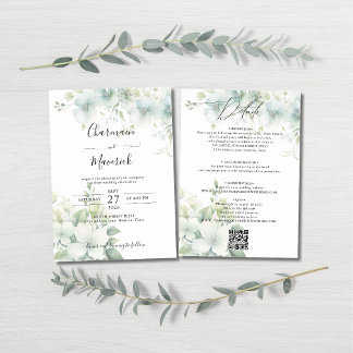 Elegant Greenery Budget QR code Wedding 招待状