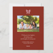 Elegant Greenery Christmas Garland Bow 2 Photos シーズンカード (裏面)