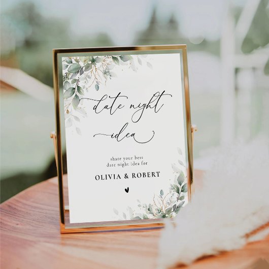 Elegant Greenery Date Night Idea Sign 台座サイン