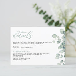 Elegant Greenery Eucalyptus Leaves Wedding エンクロージャーカード