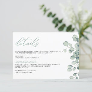 Elegant Greenery Eucalyptus Leaves Wedding エンクロージャーカード