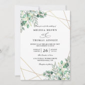 Elegant Greenery Eucalyptus QR Code Wedding 招待状 (正面)