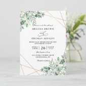 Elegant Greenery Eucalyptus QR Code Wedding 招待状 (スタンド正面)