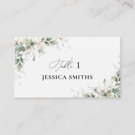 Elegant Greenery Flat Place Card プレイスカード (正面)