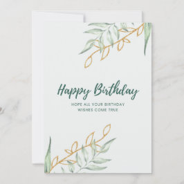 Elegant Greenery Floral Birthday Card | Minimal Bo 招待状