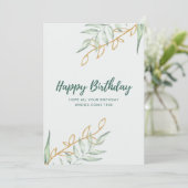 Elegant Greenery Floral Birthday Card | Minimal Bo 招待状 (スタンド正面)