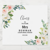 Elegant Greenery Floral Bridal Shower スパークリングワインラベル (シングルラベル)