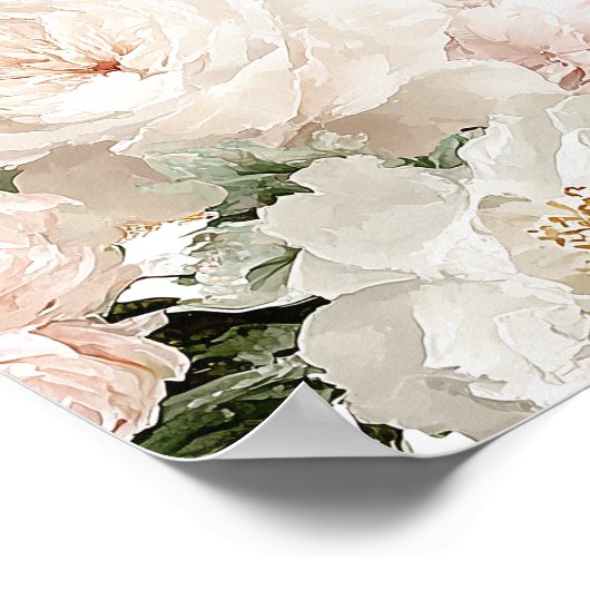 Elegant greenery floral Engagement Party welcome ポスター (角)