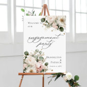 Elegant greenery floral Engagement Party welcome ポスター