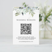 Elegant Greenery Foliage QR Code & Photo Wedding エンクロージャーカード (スタンド正面)