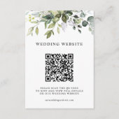 Elegant Greenery Foliage QR Code & Photo Wedding エンクロージャーカード (正面)