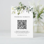 Elegant Greenery Foliage QR Code & Photo Wedding エンクロージャーカード (スタンド正面)
