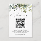 Elegant Greenery Foliage QR Code & Photo Wedding エンクロージャーカード (正面)