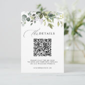 Elegant Greenery Foliage QR Code & Photo Wedding エンクロージャーカード (スタンド正面)