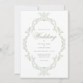 Elegant Greenery Frame Vintage Wedding Invitation 招待状 (正面)