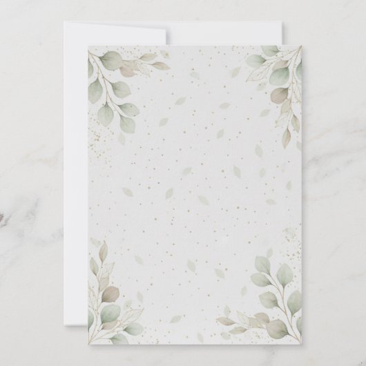 Elegant Greenery Gold Birthday Invitation 招待状 (裏面)