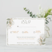 Elegant Greenery & Gold Floral Wedding RSVP Card 招待状 (スタンド正面)