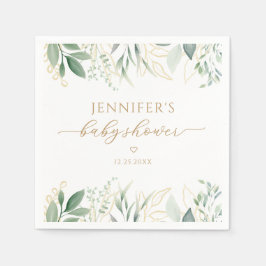 Elegant Greenery Gold Gender Neutral Baby Shower スタンダードカクテルナプキン