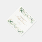 Elegant Greenery Gold Gender Neutral Baby Shower スタンダードカクテルナプキン (角)