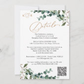 Elegant Greenery Gold QR Code All-in-One Wedding 招待状 (裏面)