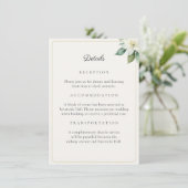 Elegant Greenery Gold Wedding Details QR Code Card (スタンド正面)