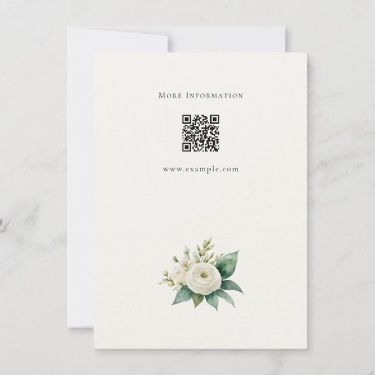 Elegant Greenery Gold Wedding Details QR Code Card (裏面)