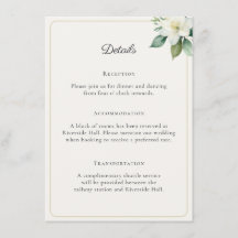 Elegant Greenery Gold Wedding Details QR Code Card