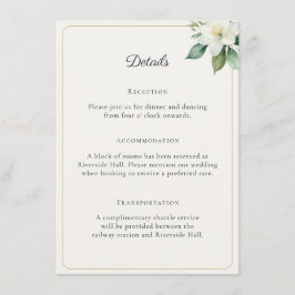 Elegant Greenery Gold Wedding Details QR Code Card エンクロージャーカード