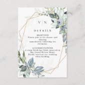 Elegant Greenery Green & Gold QR Code Wedding エンクロージャーカード (正面)
