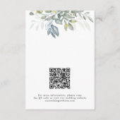 Elegant Greenery Green & Gold QR Code Wedding エンクロージャーカード (裏面)