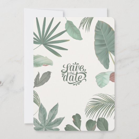 Elegant Greenery Leaves Botanical Sketch  招待状 (裏面)