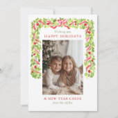 Elegant Greenery Merry Christmas Family Photo シーズンカード (正面)