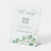 Elegant Greenery Oh Snap Wedding Hashtag Sign 台座サイン (正面)