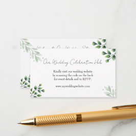 Elegant Greenery RSVP QR Code Invitation エンクロージャーカード