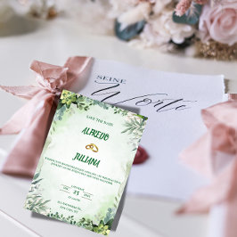 Elegant Greenery Save The Date Card  招待状
