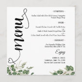 Elegant Greenery Script Round Wedding Flat Menu メニュー (正面)