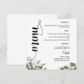 Elegant Greenery Script Round Wedding Flat Menu メニュー (正面/裏面)