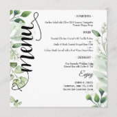 Elegant Greenery Script Round Wedding Flat Menu メニュー (正面)