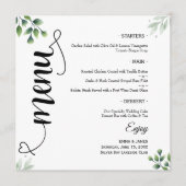 Elegant Greenery Script Round Wedding Flat Menu メニュー (正面)