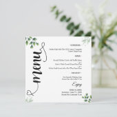 Elegant Greenery Script Round Wedding Flat Menu メニュー (スタンド正面)