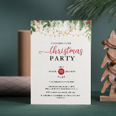 Elegant Greenery String Lights Christmas Party 招待状