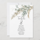 Elegant greenery table number seating chart cards (裏面)
